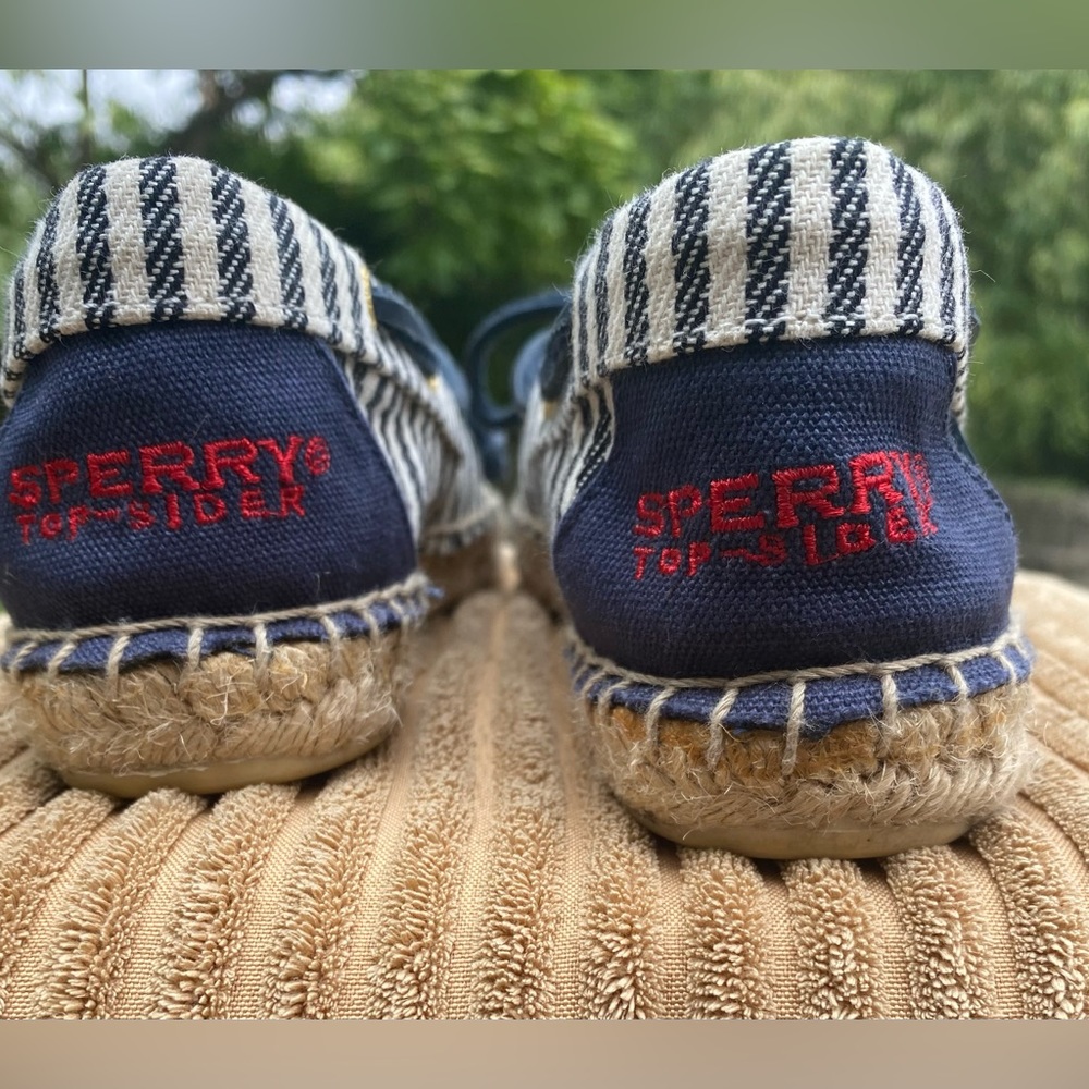 Sperry Navy and Cream Espadrilles with Jute Sole - Picture 4 of 9